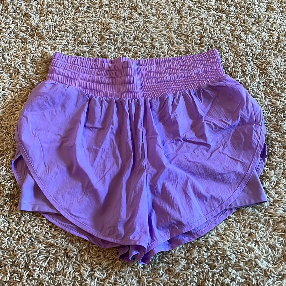 Lilac Purple Lavender Athletic Shorts with Built-in Spandex